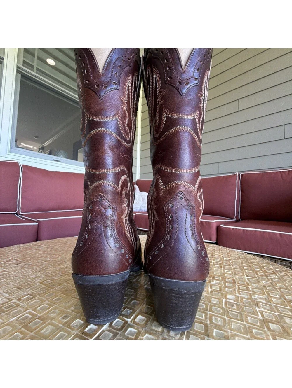 Ariat Womens Brown Leather Mid-Calf Pull On Cowgirl Western Boots Size 9B In Box